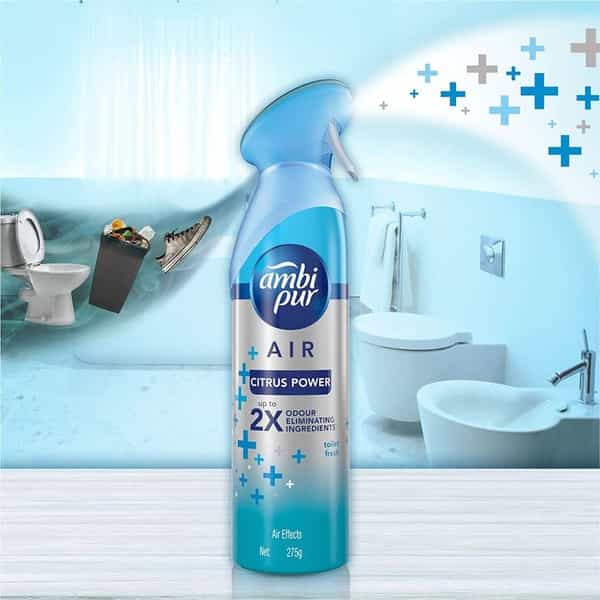 Ambi Pur Citrus Power Odour Eliminating Air Freshener Spray - Toilet Fresh - 275Gm