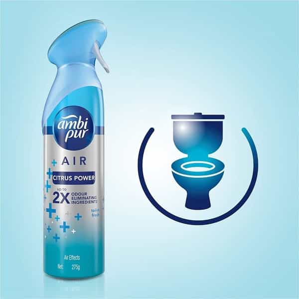 Ambi Pur Citrus Power Odour Eliminating Air Freshener Spray - Toilet Fresh - 275Gm