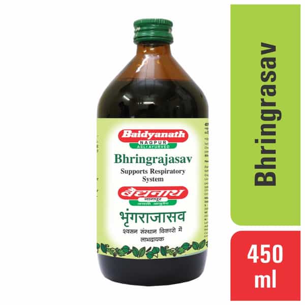 Baidyanath Asli Ayurved Bhringrajasav | Supports Respiratory System | Bottle | 450 Ml