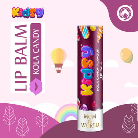 Mom & World Kidsy Natural Kola Candy Flavor Lip Balm - Tested Kids And Baby Lip Balm Vitamin E 4.5G