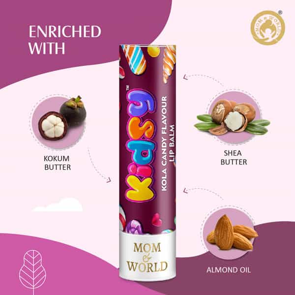 Mom & World Kidsy Natural Kola Candy Flavor Lip Balm - Tested Kids And Baby Lip Balm Vitamin E 4.5G