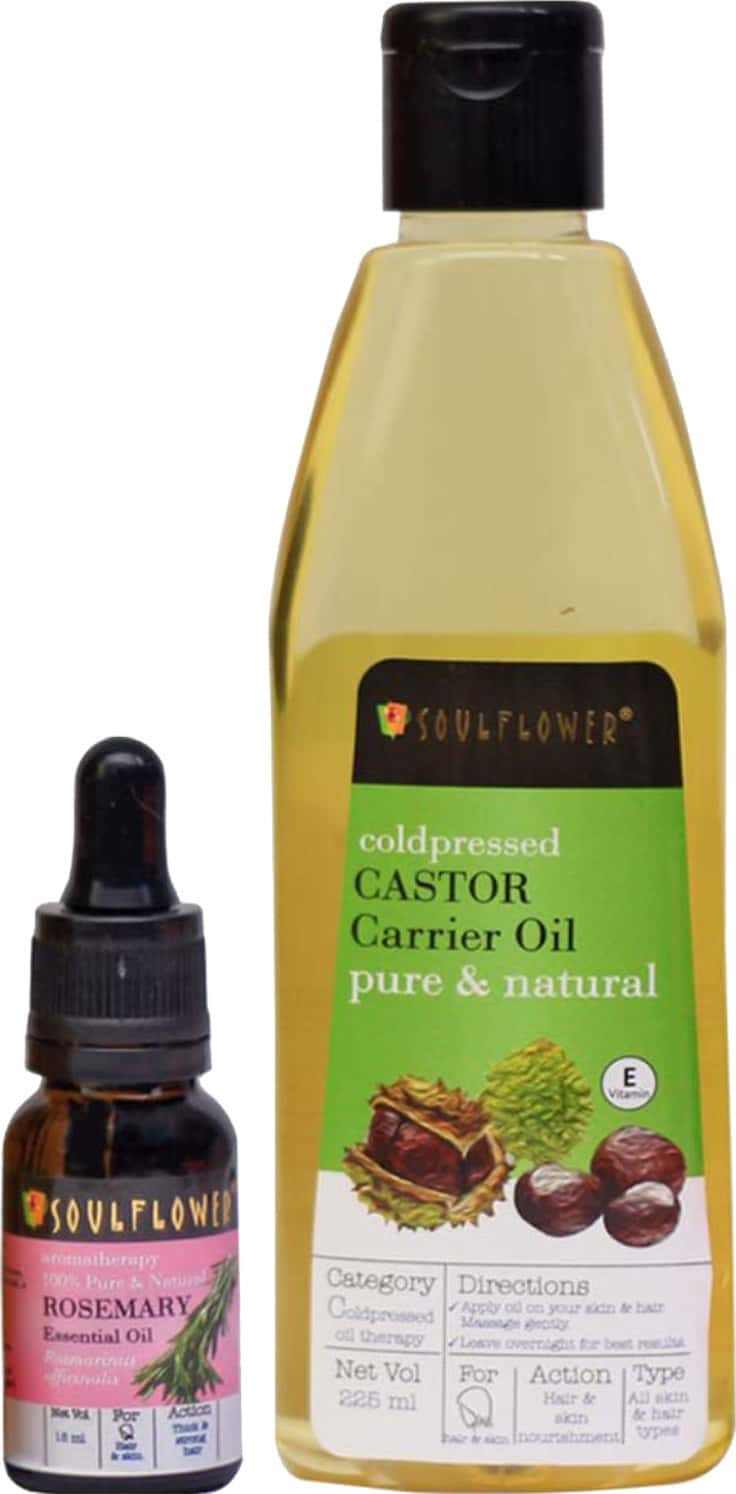 Soulflower Castor Carrier Oil (225ml) & Rosemary Essential Oil (15ml)