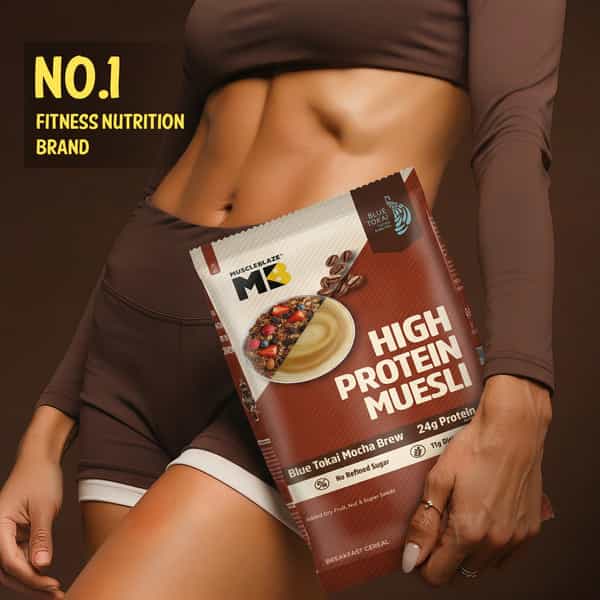 Muscleblaze High Protein Muesli (Blue Tokai Mocha Brew | 400G) | 24G Protein