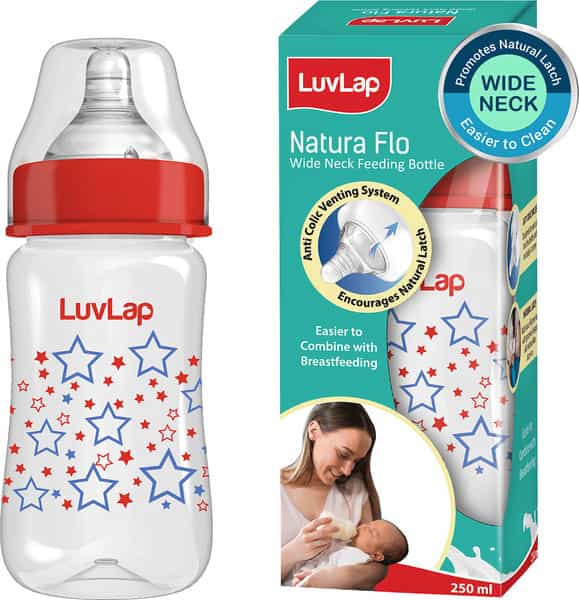 Luvlap Anti-Colic Wide Neck Natura Flo Baby Feeding Bottle 250Ml