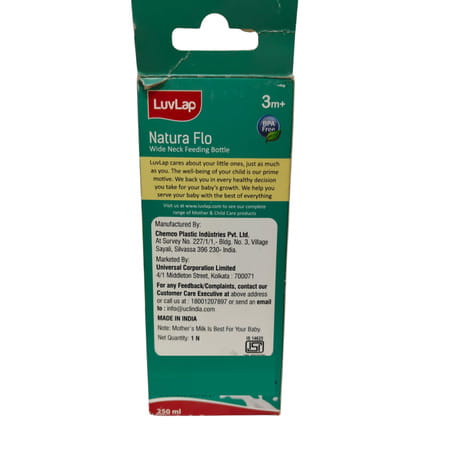 Luvlap Anti-Colic Wide Neck Natura Flo Baby Feeding Bottle 250ml