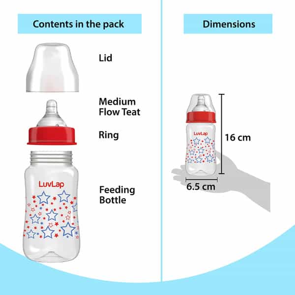 Luvlap Anti-Colic Wide Neck Natura Flo Baby Feeding Bottle 250Ml