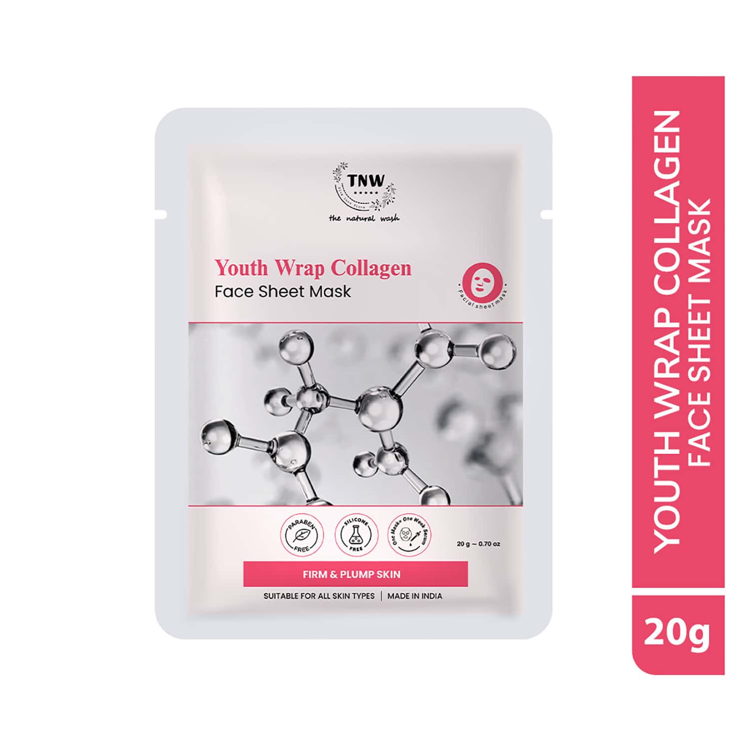 Tnw The Natural Wash Collagen Face Sheet Mask | Hydrating & Plumping Skin 20 Gm
