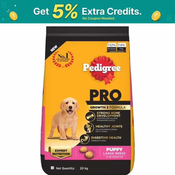 Pedigree Pro Puppy Large Breed | 20 Kg Dry Dog Food | Vet Trusted Brand (3-18 Months)