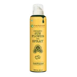 Pure Nutrition Sunflower Oil Cooking Spray | 100% Pure & Edible | 10x Less Oil - 200ml