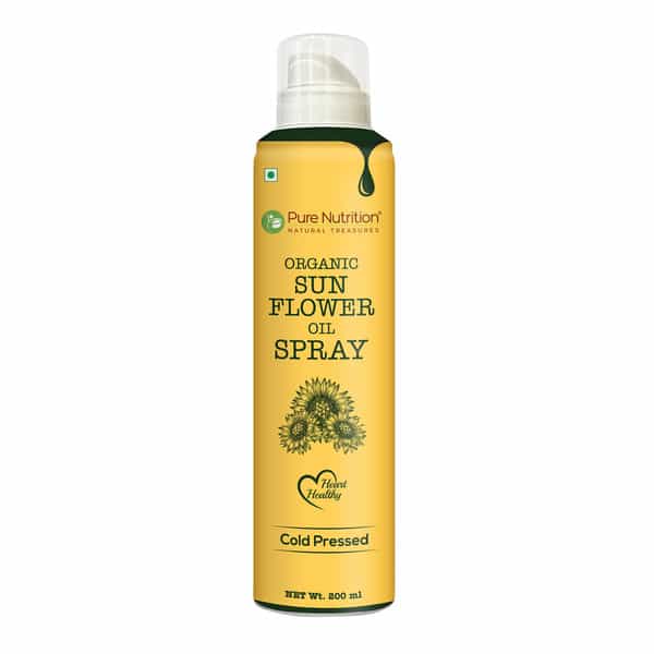 Pure Nutrition Sunflower Oil Cooking Spray | 100% Pure & Edible | 10X Less Oil - 200Ml