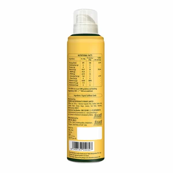 Pure Nutrition Sunflower Oil Cooking Spray | 100% Pure & Edible | 10X Less Oil - 200Ml