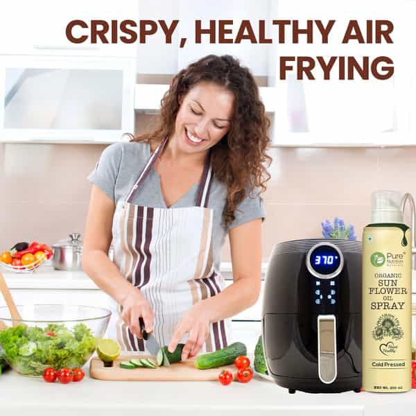Pure Nutrition Sunflower Oil Cooking Spray | 100% Pure & Edible | 10X Less Oil - 200Ml