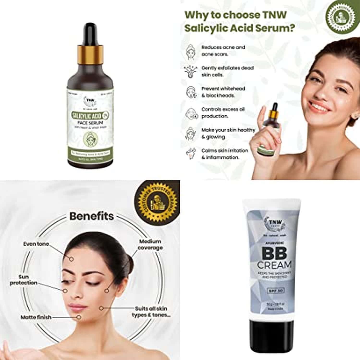 Buy TNWTHE NATURAL WASH SALICYLIC ACID FACE SERUM & BB CREAM WITH NEEM