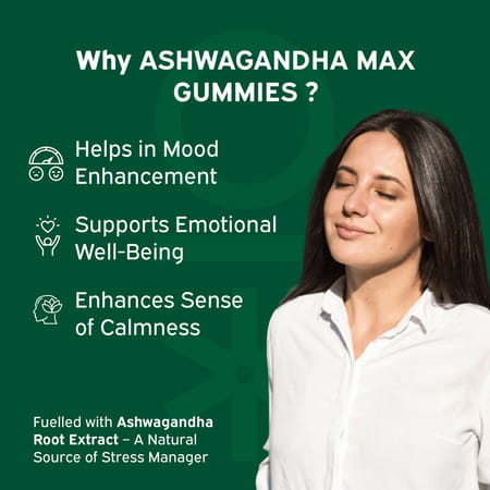 Nutriburst Ashwagandha Max Gummies For Managing Stress And Anxiety (60 Gummy)