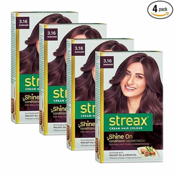 Streax Cream Hair Color For Unisex 120Ml - 3.16 Burgundy (Pack Of 4)