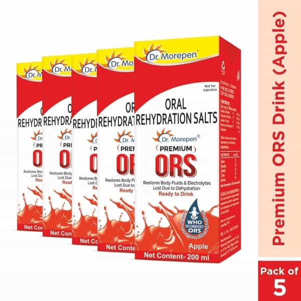 Dr. Morepen Premium Ors Drink With Electrolytes | Apple Flavour - 200Ml Pack Of 5