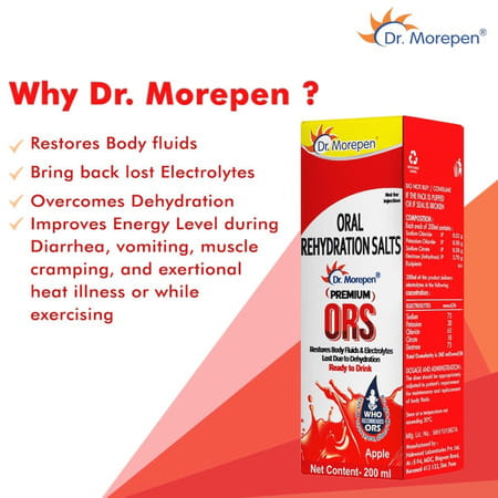 Dr. Morepen Premium Ors Drink With Electrolytes | Apple Flavour - 200ml Pack Of 5