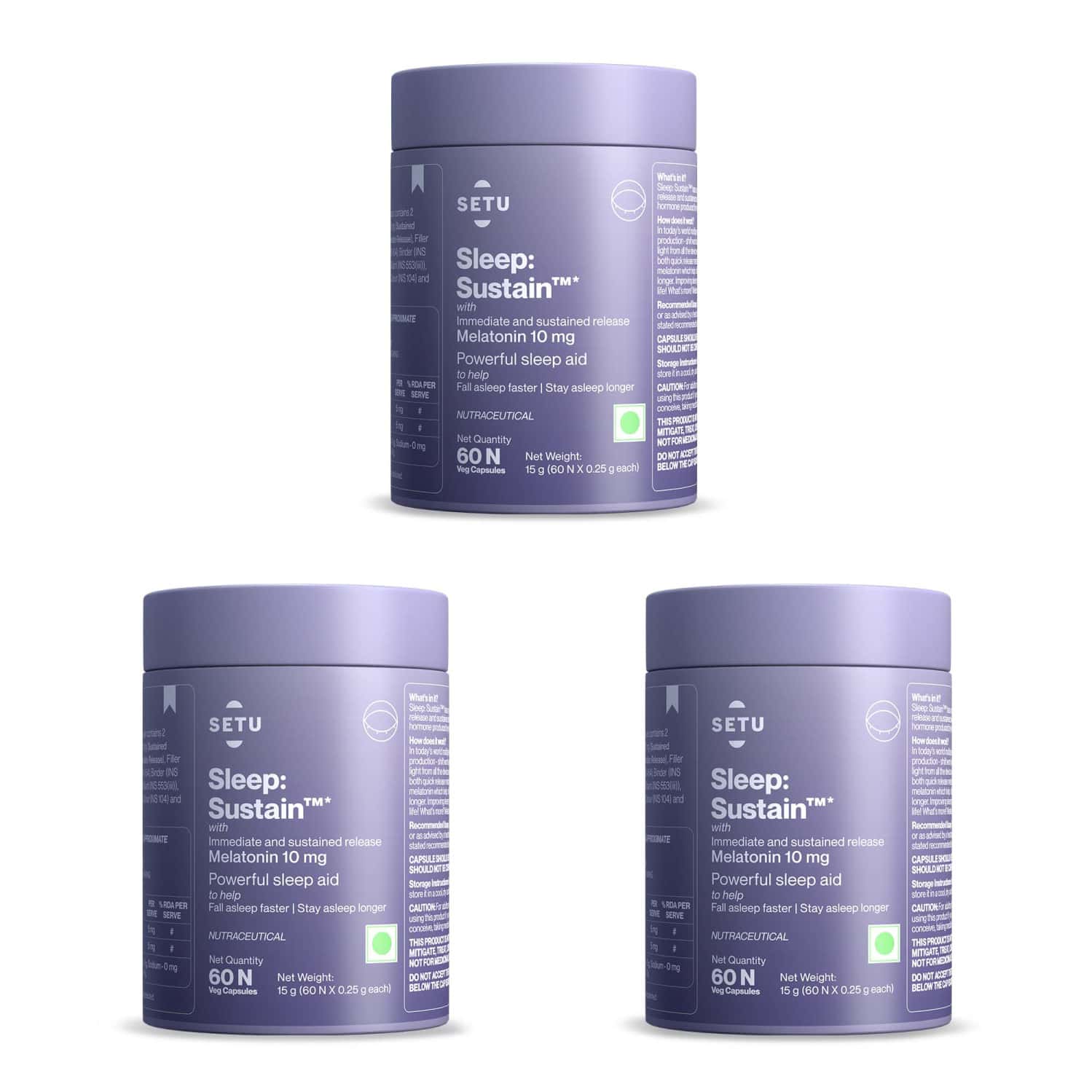 Sleep Sustain | Melatonin 10mg | 180 Sleeping Pills | Stay Asleep Longer | Non Habit Forming