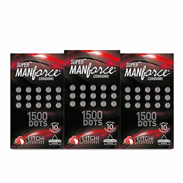 Manforce Extra Dotted Condoms Litchi Flavoured- 10 Pcs X Pack Of 5