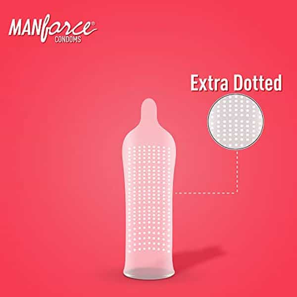 Manforce Extra Dotted Condoms Litchi Flavoured- 10 Pcs X Pack Of 5