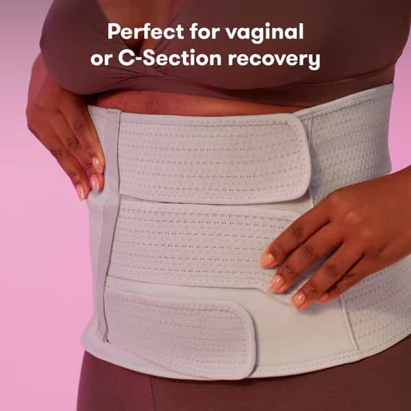 Frida Mom Postpartum Abdominal Support Binder | Women | Adjustable Compression | Grey | 1 Count
