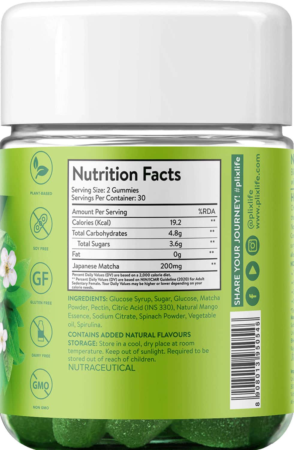 Buy PLIX JAPANESE MATCHA 60 GUMMIES PACK OF 1 BOTTLE Online & Get Upto