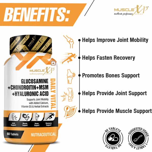 Musclexp Glucosamine + Chondroitin + Msm + Hyaluronic Acid Daily Vital 60 Tablets
