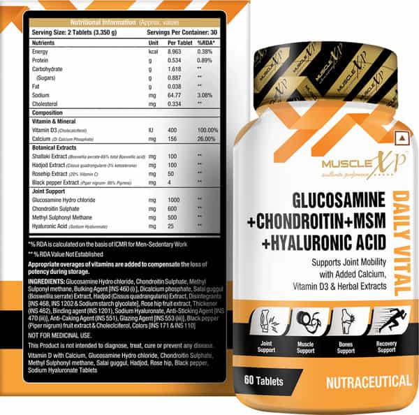 Musclexp Glucosamine + Chondroitin + Msm + Hyaluronic Acid Daily Vital 60 Tablets