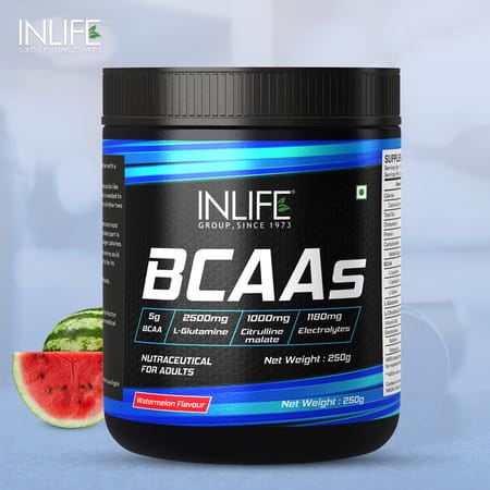 Inlife Bcaa Powder Supplement With Glutamine | Citrulline Dl Malate | Men & Women (Watermelon 250g)