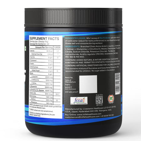 Inlife Bcaa Powder Supplement With Glutamine | Citrulline Dl Malate | Men & Women (Watermelon 250g)
