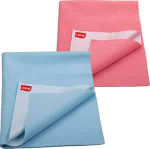 Luvlap Instadry Extra Absorbent Bed Protector Sky Blue & Salmon Rose 0m+ Medium 70cmx100cm Pack Of 2