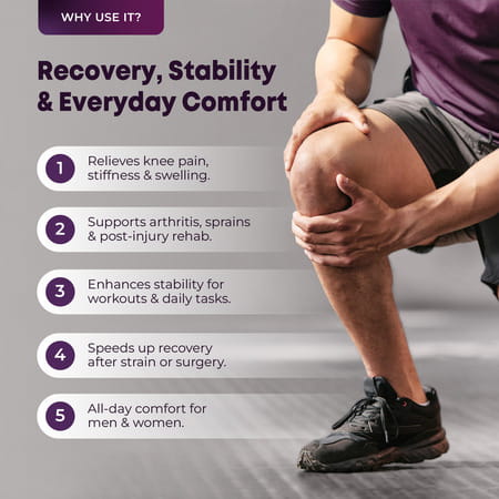 Betterhood Premium Knee Sleeve With Easymove Max Stability Design (Black | L | Pack Of 2)