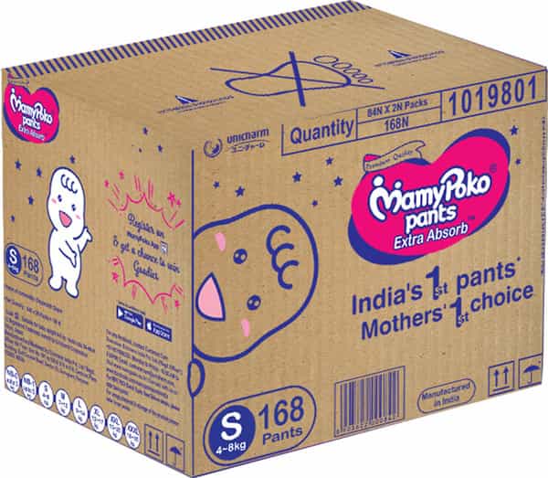 Mamypoko Pants Extra Absorb Diaper - Small Size Pack Of 168 Diapers
