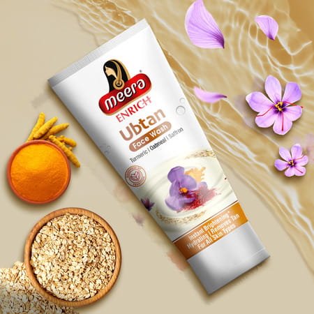 Meera Enrich Ubtan Face Wash For Tan Removal & Instant Brightening,Turmeric,Oatmeal & Saffron,100ml