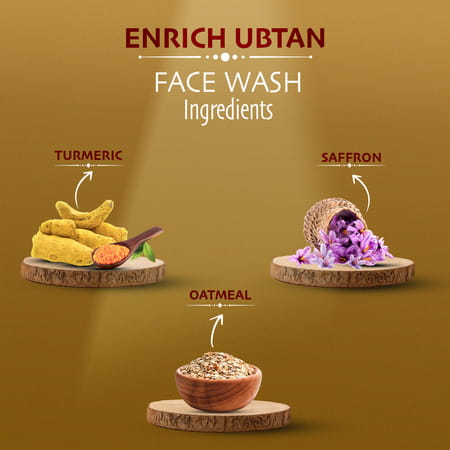 Meera Enrich Ubtan Face Wash For Tan Removal & Instant Brightening,Turmeric,Oatmeal & Saffron,100ml
