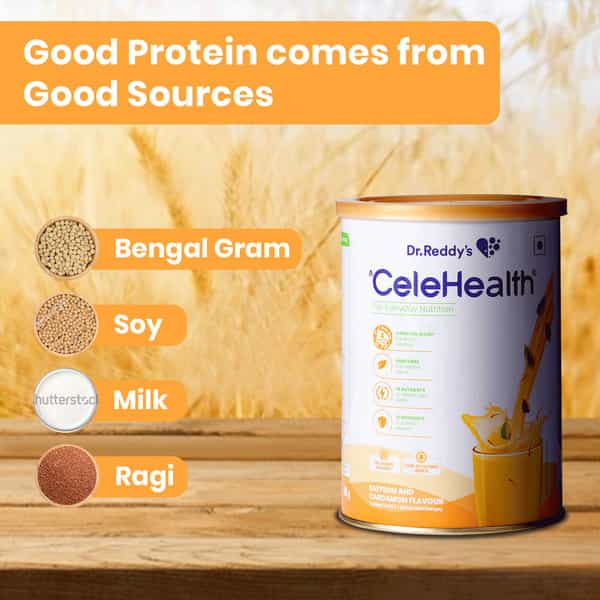 Dr.reddys Celehealth| Daily Nutrition Protein Supplement Drink| Saffron & Cardamom Flavour| 400G