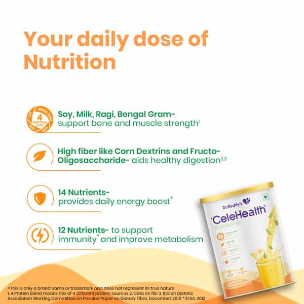 Dr.reddys Celehealth| Daily Nutrition Protein Supplement Drink| Saffron & Cardamom Flavour| 400G