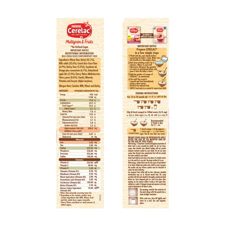 Nestle Cerelac Baby Cereal | No Refined Sugar | Multigrain & Fruits For 12-24 Months Baby 300 Gm