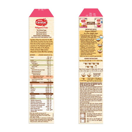 Nestle Cerelac Multigrain & Fruits | No Refined Sugar | No Preservatives | 12 To 24 Months | 300 G