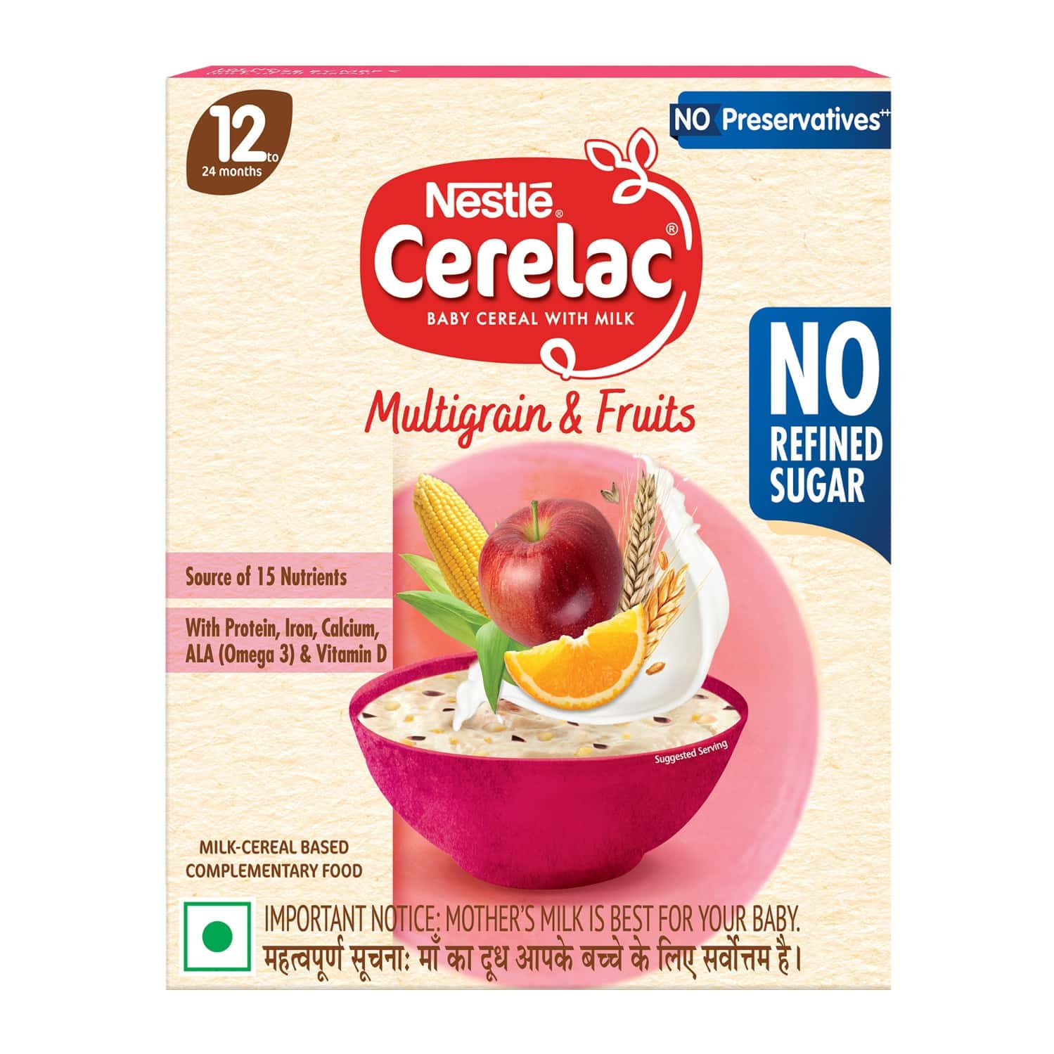 Nestle Cerelac Multigrain & Fruits | No Refined Sugar | No Preservatives | 12 To 24 Months | 300 G