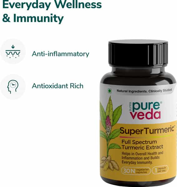 Aurea Pureveda Super Turmeric - Full Spectrum Turmeric Extract - 30 Veg Capsules