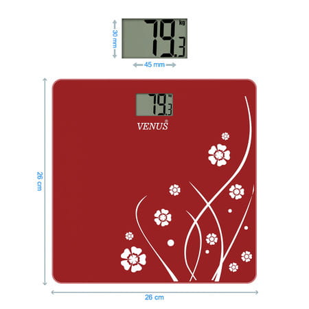 Venus (India) Electronic Digital Personal Bathroom Weight Machine | Upto 180kg | Eps-2001 Red