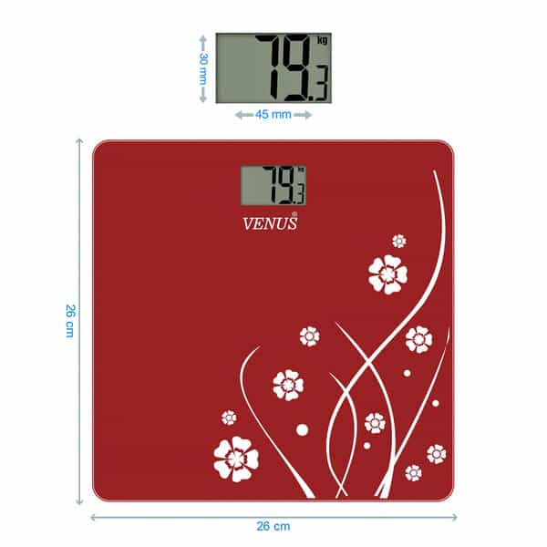 Venus (India) Electronic Digital Personal Bathroom Weight Machine | Upto 180Kg | Eps-2001 Red