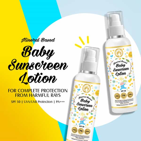 Mom & World Mineral Based Baby Sunscreen Lotion Spf 50 Pa+++ Uva/Uvb Protection-120 Ml