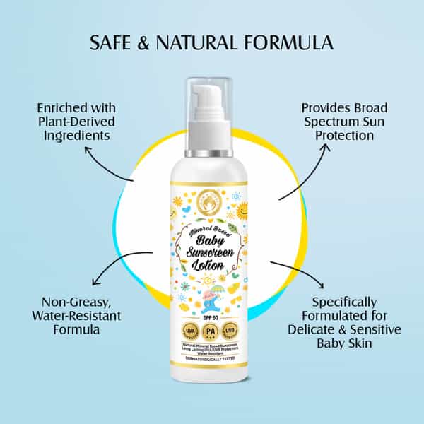 Mom & World Mineral Based Baby Sunscreen Lotion Spf 50 Pa+++ Uva/Uvb Protection-120 Ml