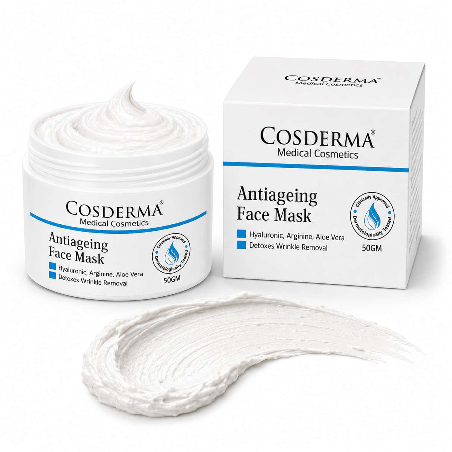 Cosderma Antiageing Face Mask With Hyaluronic | Arginine & Aloe Vera | Wrinkle Care & Renewal | 50gm