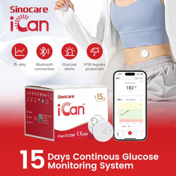 Sinocare Ican I3 Cgm | 15 Days Continuous Glucose Monitor | Every 3 Min Output Test Value Via App