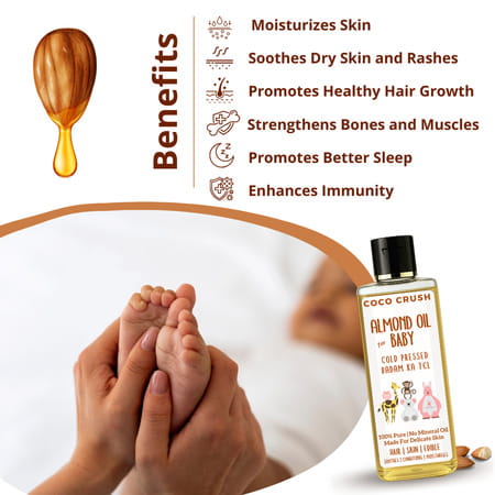Cold Pressed Almond Oil For Baby Massage: Hair/Body/Face | Organic Gurbandi Almonds - 50ml
