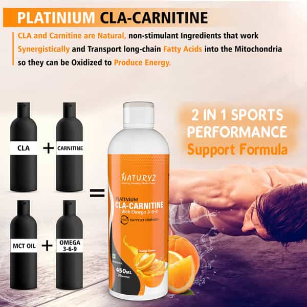 Naturyz Cla Carnitine Supplement With Pure Mct Oil | Omega 3 6 9 | Keto | Lean Muscles (450 Ml)