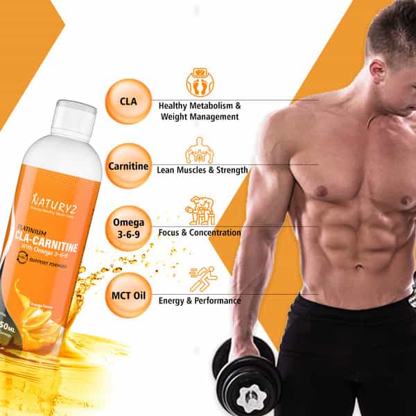 Naturyz Cla Carnitine Supplement With Pure Mct Oil | Omega 3 6 9 | Keto | Lean Muscles (450 Ml)